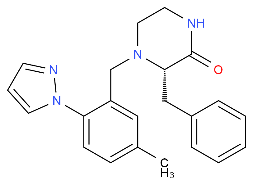 (3S)-3-benzyl-4-[5-methyl-2-(1H-pyrazol-1-yl)benzyl]piperazin-2-one_Molecular_structure_CAS_)