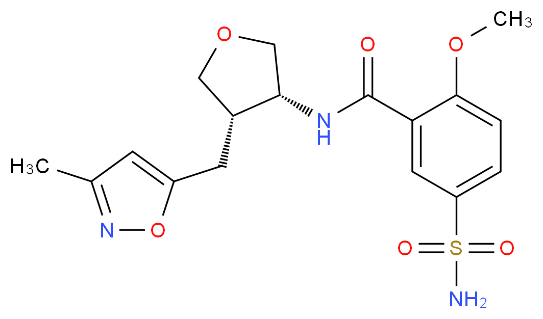 5-(aminosulfonyl)-2-methoxy-N-{(3R*,4S*)-4-[(3-methylisoxazol-5-yl)methyl]tetrahydrofuran-3-yl}benzamide_Molecular_structure_CAS_)