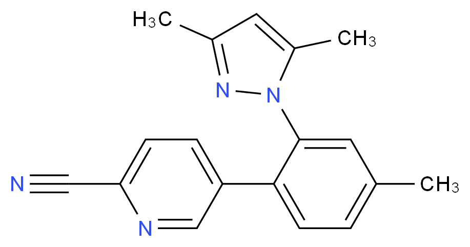 5-[2-(3,5-dimethyl-1H-pyrazol-1-yl)-4-methylphenyl]pyridine-2-carbonitrile_Molecular_structure_CAS_)