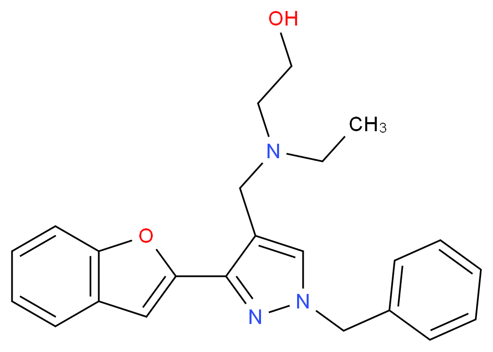 2-[{[3-(1-benzofuran-2-yl)-1-benzyl-1H-pyrazol-4-yl]methyl}(ethyl)amino]ethanol_Molecular_structure_CAS_)