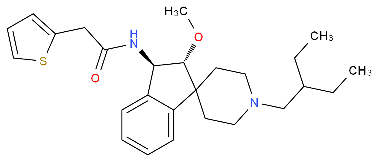 N-[(2R*,3R*)-1'-(2-ethylbutyl)-2-methoxy-2,3-dihydrospiro[indene-1,4'-piperidin]-3-yl]-2-(2-thienyl)acetamide_Molecular_structure_CAS_)