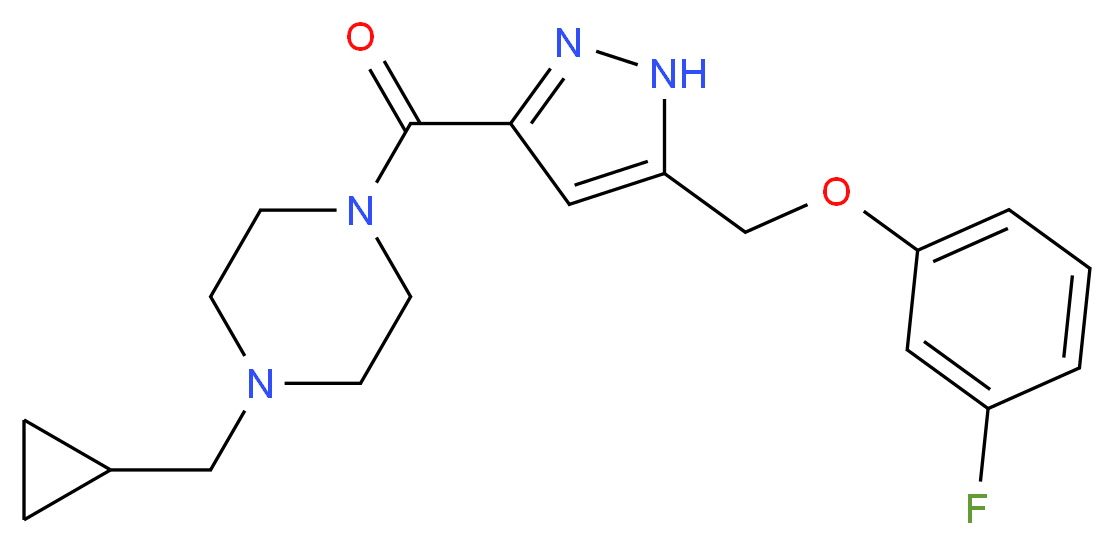 1-(cyclopropylmethyl)-4-({5-[(3-fluorophenoxy)methyl]-1H-pyrazol-3-yl}carbonyl)piperazine_Molecular_structure_CAS_)