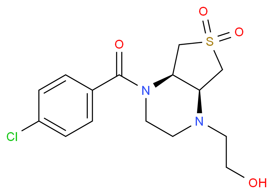 2-[(4aR*,7aS*)-4-(4-chlorobenzoyl)-6,6-dioxidohexahydrothieno[3,4-b]pyrazin-1(2H)-yl]ethanol_Molecular_structure_CAS_)