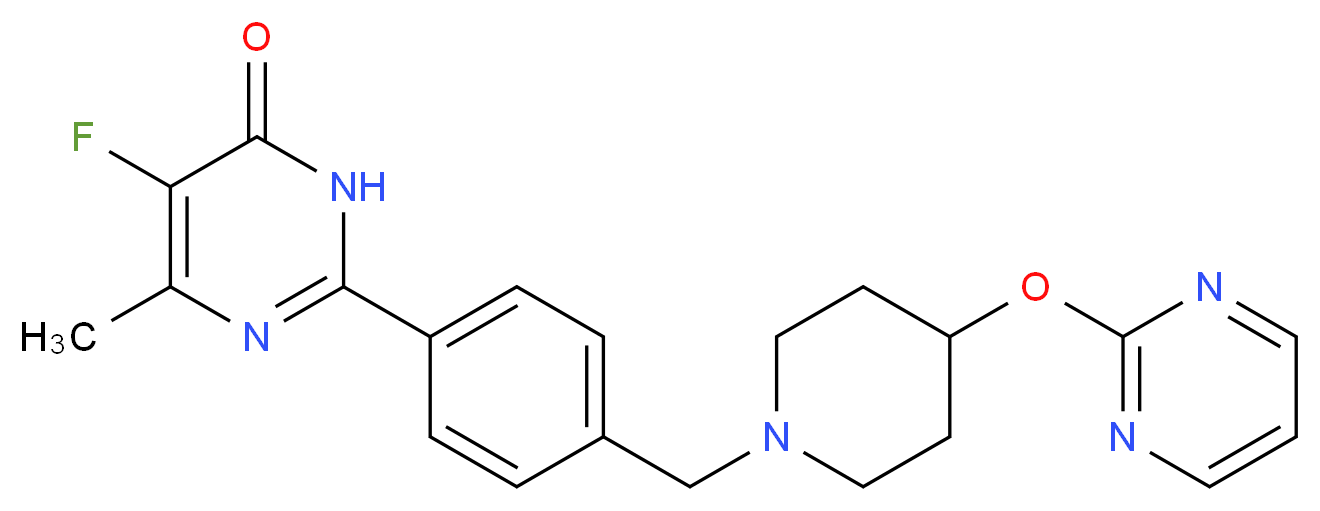 5-fluoro-6-methyl-2-(4-{[4-(pyrimidin-2-yloxy)piperidin-1-yl]methyl}phenyl)pyrimidin-4(3H)-one_Molecular_structure_CAS_)