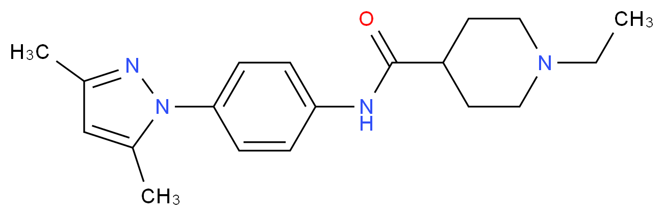 N-[4-(3,5-dimethyl-1H-pyrazol-1-yl)phenyl]-1-ethyl-4-piperidinecarboxamide_Molecular_structure_CAS_)