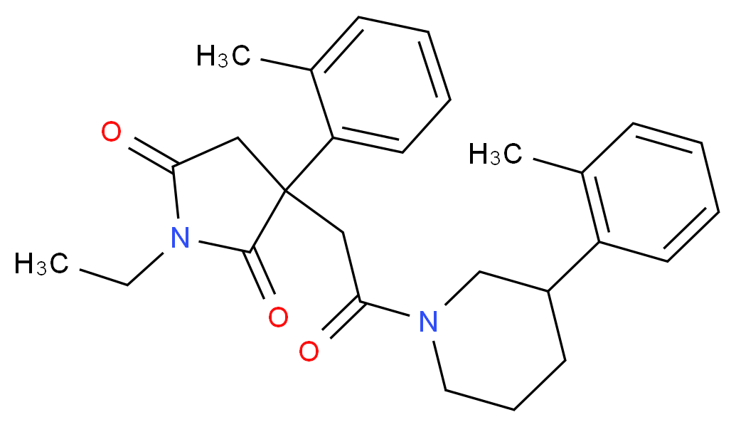 1-ethyl-3-(2-methylphenyl)-3-{2-[3-(2-methylphenyl)-1-piperidinyl]-2-oxoethyl}-2,5-pyrrolidinedione_Molecular_structure_CAS_)