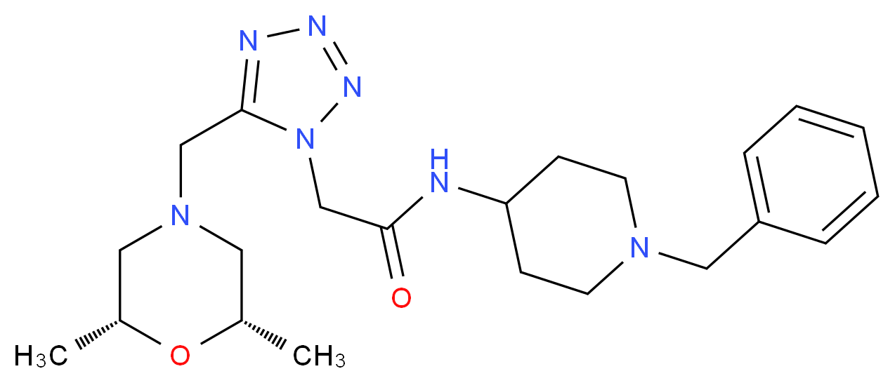 N-(1-benzyl-4-piperidinyl)-2-(5-{[(2R*,6S*)-2,6-dimethyl-4-morpholinyl]methyl}-1H-tetrazol-1-yl)acetamide_Molecular_structure_CAS_)