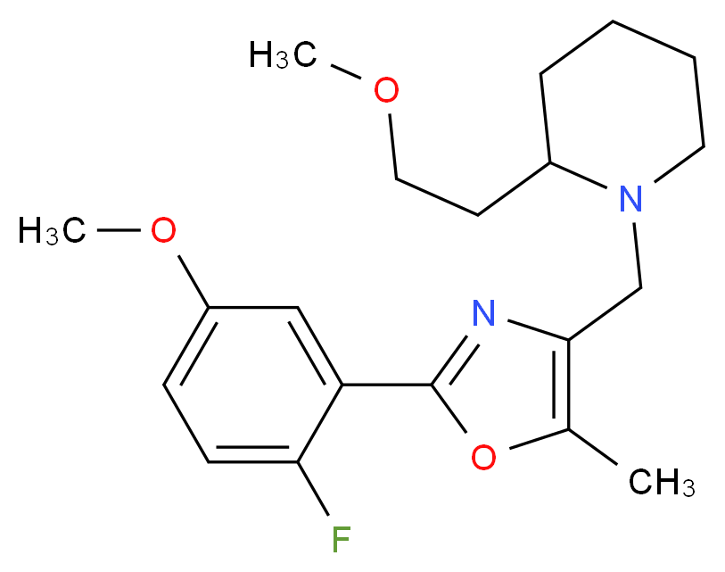 1-{[2-(2-fluoro-5-methoxyphenyl)-5-methyl-1,3-oxazol-4-yl]methyl}-2-(2-methoxyethyl)piperidine_Molecular_structure_CAS_)