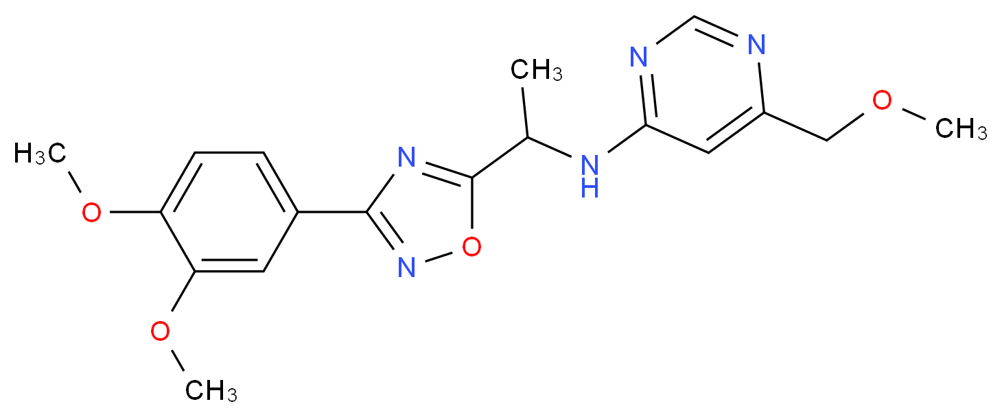 N-{1-[3-(3,4-dimethoxyphenyl)-1,2,4-oxadiazol-5-yl]ethyl}-6-(methoxymethyl)pyrimidin-4-amine_Molecular_structure_CAS_)