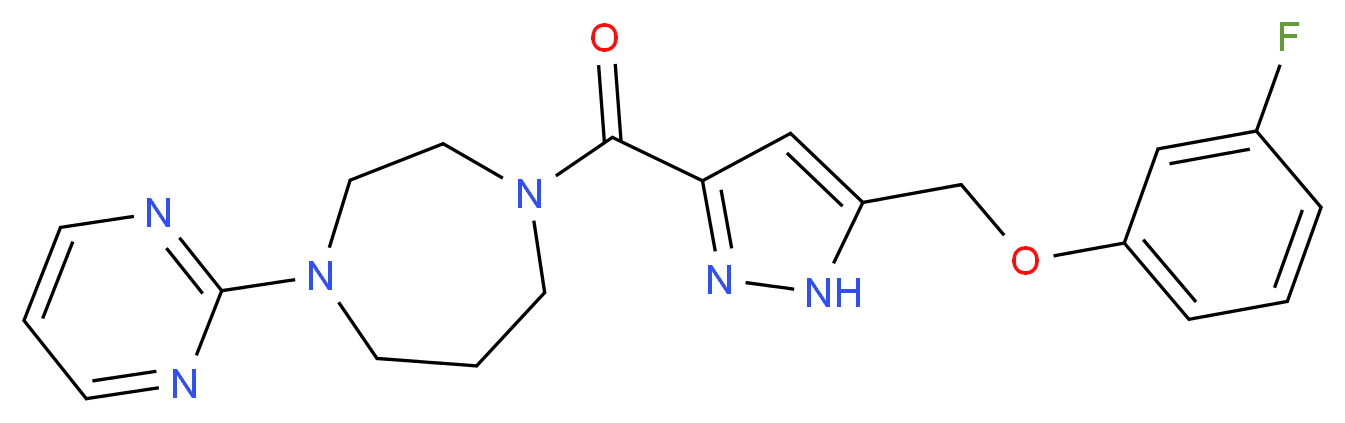 1-({5-[(3-fluorophenoxy)methyl]-1H-pyrazol-3-yl}carbonyl)-4-(2-pyrimidinyl)-1,4-diazepane_Molecular_structure_CAS_)
