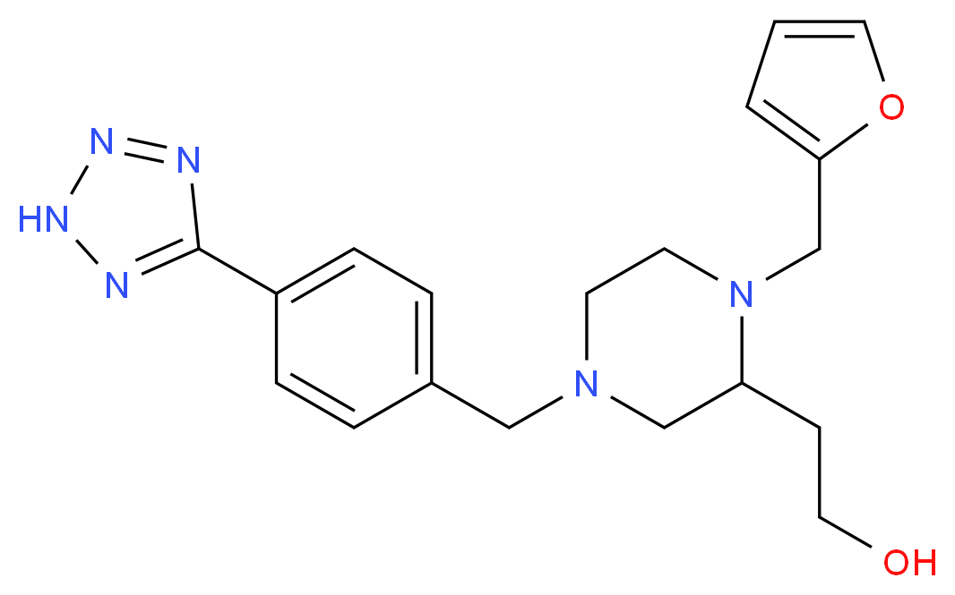 2-{1-(2-furylmethyl)-4-[4-(2H-tetrazol-5-yl)benzyl]piperazin-2-yl}ethanol_Molecular_structure_CAS_)