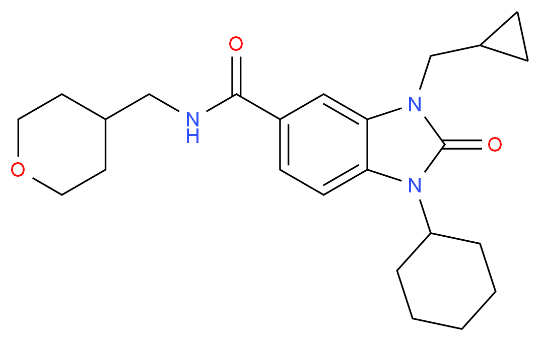 1-cyclohexyl-3-(cyclopropylmethyl)-2-oxo-N-(tetrahydro-2H-pyran-4-ylmethyl)-2,3-dihydro-1H-benzimidazole-5-carboxamide_Molecular_structure_CAS_)