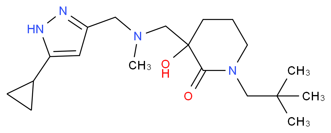 3-{[[(5-cyclopropyl-1H-pyrazol-3-yl)methyl](methyl)amino]methyl}-1-(2,2-dimethylpropyl)-3-hydroxy-2-piperidinone_Molecular_structure_CAS_)