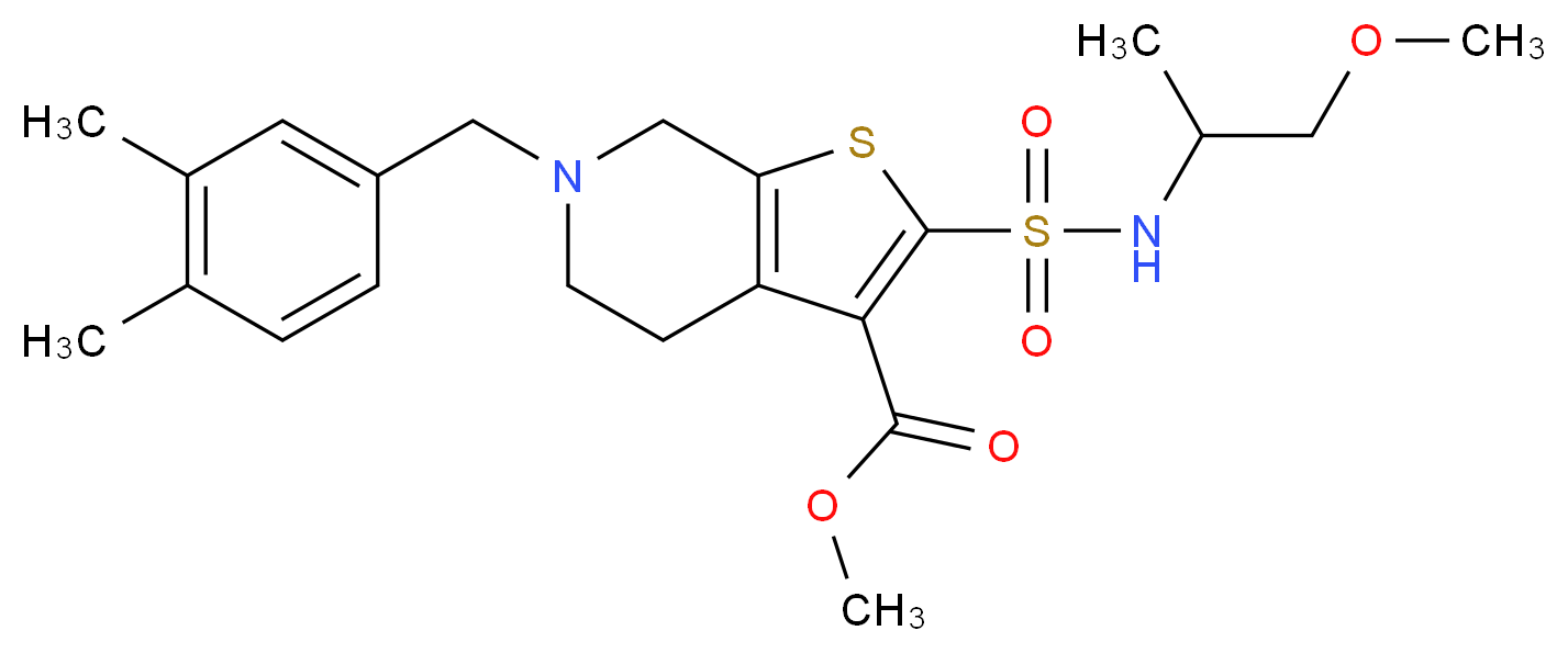 methyl 6-(3,4-dimethylbenzyl)-2-{[(2-methoxy-1-methylethyl)amino]sulfonyl}-4,5,6,7-tetrahydrothieno[2,3-c]pyridine-3-carboxylate_Molecular_structure_CAS_)