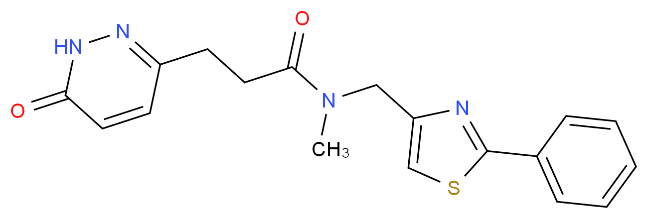 N-methyl-3-(6-oxo-1,6-dihydro-3-pyridazinyl)-N-[(2-phenyl-1,3-thiazol-4-yl)methyl]propanamide_Molecular_structure_CAS_)