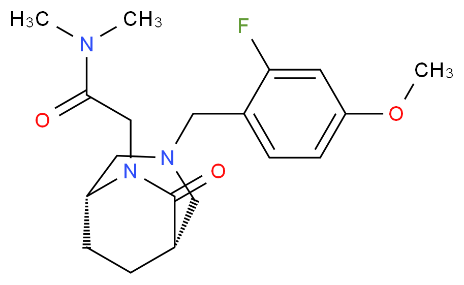 2-[(1S*,5R*)-3-(2-fluoro-4-methoxybenzyl)-7-oxo-3,6-diazabicyclo[3.2.2]non-6-yl]-N,N-dimethylacetamide_Molecular_structure_CAS_)
