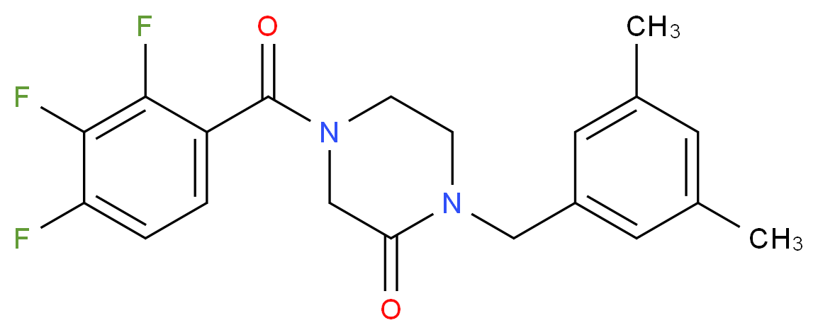 1-(3,5-dimethylbenzyl)-4-(2,3,4-trifluorobenzoyl)-2-piperazinone_Molecular_structure_CAS_)