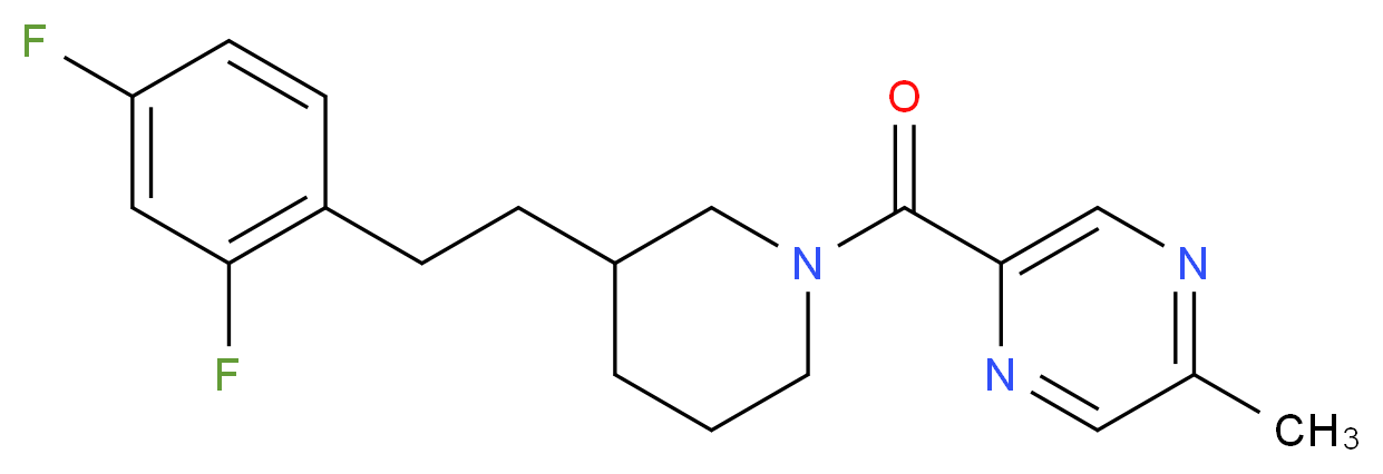 2-({3-[2-(2,4-difluorophenyl)ethyl]-1-piperidinyl}carbonyl)-5-methylpyrazine_Molecular_structure_CAS_)
