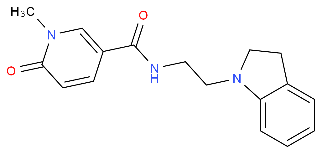 N-[2-(2,3-dihydro-1H-indol-1-yl)ethyl]-1-methyl-6-oxo-1,6-dihydropyridine-3-carboxamide_Molecular_structure_CAS_)