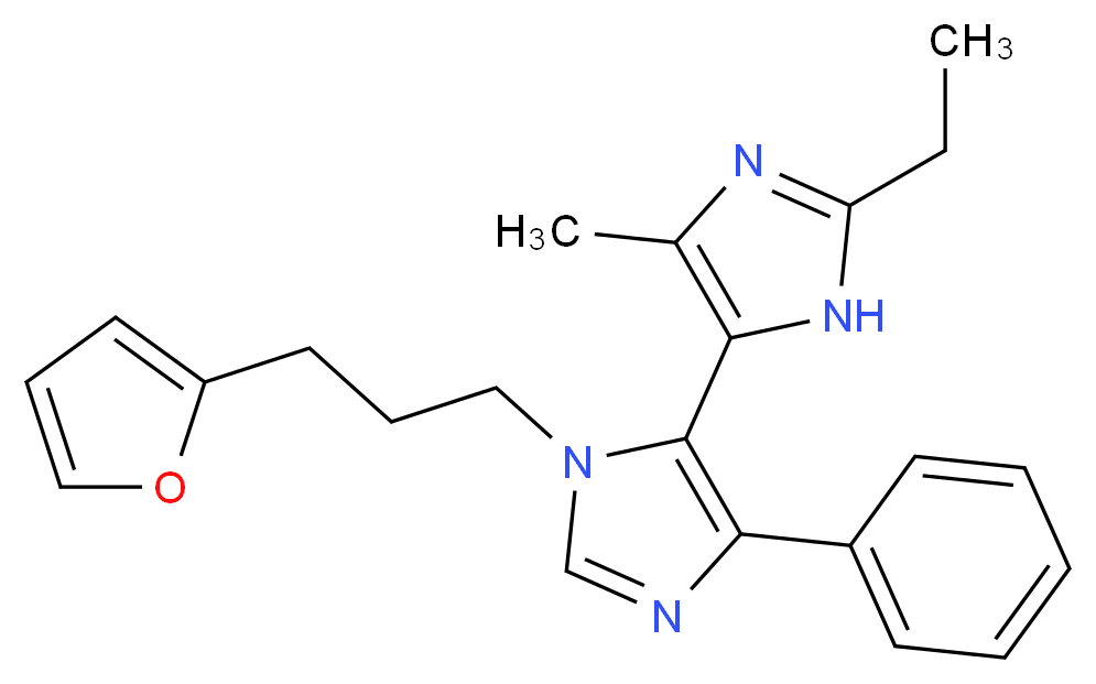 2-ethyl-3'-[3-(2-furyl)propyl]-5-methyl-5'-phenyl-3H,3'H-4,4'-biimidazole_Molecular_structure_CAS_)