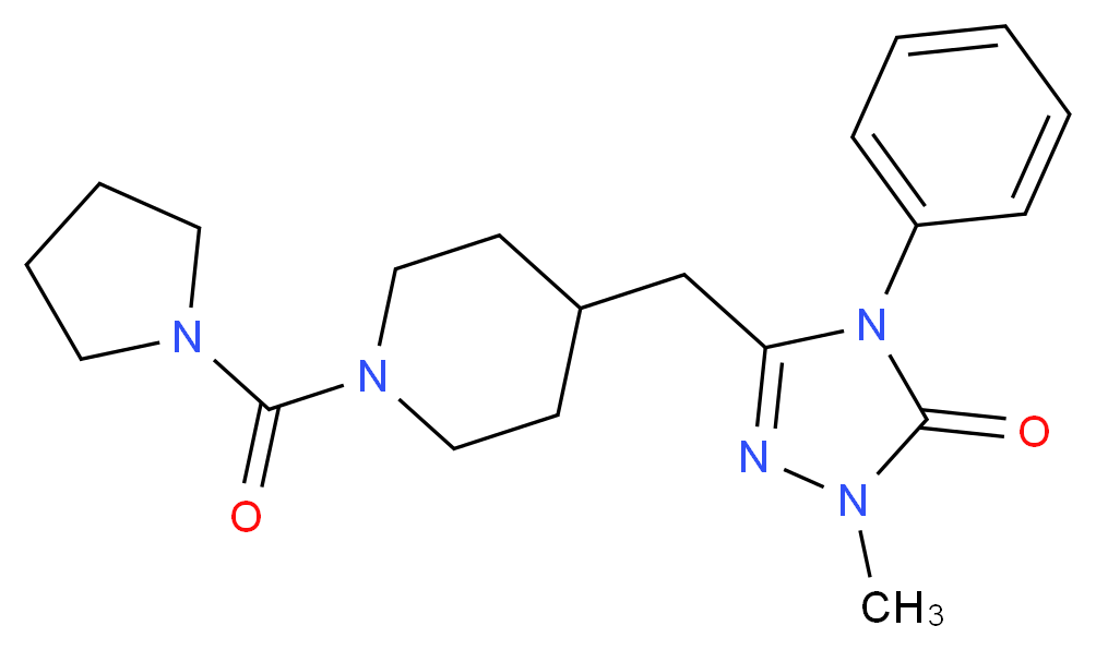 2-methyl-4-phenyl-5-{[1-(pyrrolidin-1-ylcarbonyl)piperidin-4-yl]methyl}-2,4-dihydro-3H-1,2,4-triazol-3-one_Molecular_structure_CAS_)