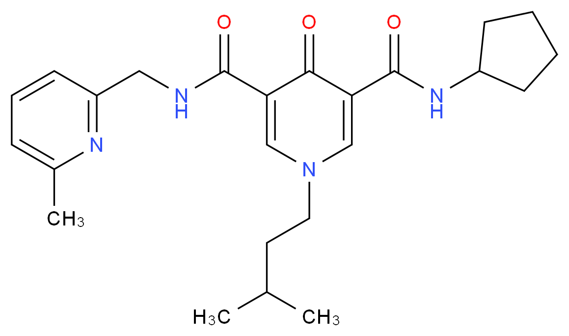 N-cyclopentyl-1-(3-methylbutyl)-N'-[(6-methyl-2-pyridinyl)methyl]-4-oxo-1,4-dihydro-3,5-pyridinedicarboxamide_Molecular_structure_CAS_)