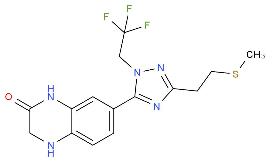 7-[3-[2-(methylthio)ethyl]-1-(2,2,2-trifluoroethyl)-1H-1,2,4-triazol-5-yl]-3,4-dihydroquinoxalin-2(1H)-one_Molecular_structure_CAS_)