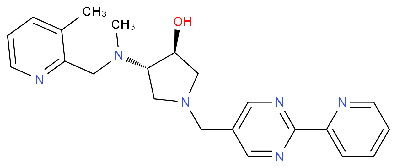 (3S*,4S*)-4-{methyl[(3-methyl-2-pyridinyl)methyl]amino}-1-{[2-(2-pyridinyl)-5-pyrimidinyl]methyl}-3-pyrrolidinol_Molecular_structure_CAS_)