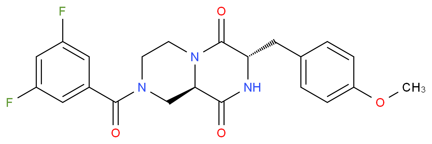 (3S,9aR)-8-(3,5-difluorobenzoyl)-3-(4-methoxybenzyl)tetrahydro-2H-pyrazino[1,2-a]pyrazine-1,4(3H,6H)-dione_Molecular_structure_CAS_)