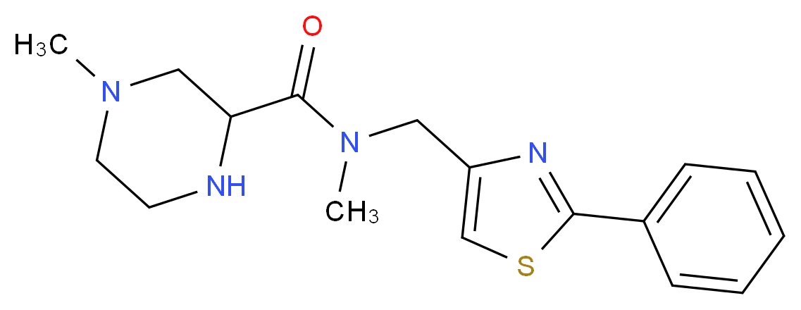 N,4-dimethyl-N-[(2-phenyl-1,3-thiazol-4-yl)methyl]-2-piperazinecarboxamide_Molecular_structure_CAS_)
