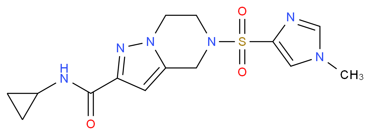 N-cyclopropyl-5-[(1-methyl-1H-imidazol-4-yl)sulfonyl]-4,5,6,7-tetrahydropyrazolo[1,5-a]pyrazine-2-carboxamide_Molecular_structure_CAS_)