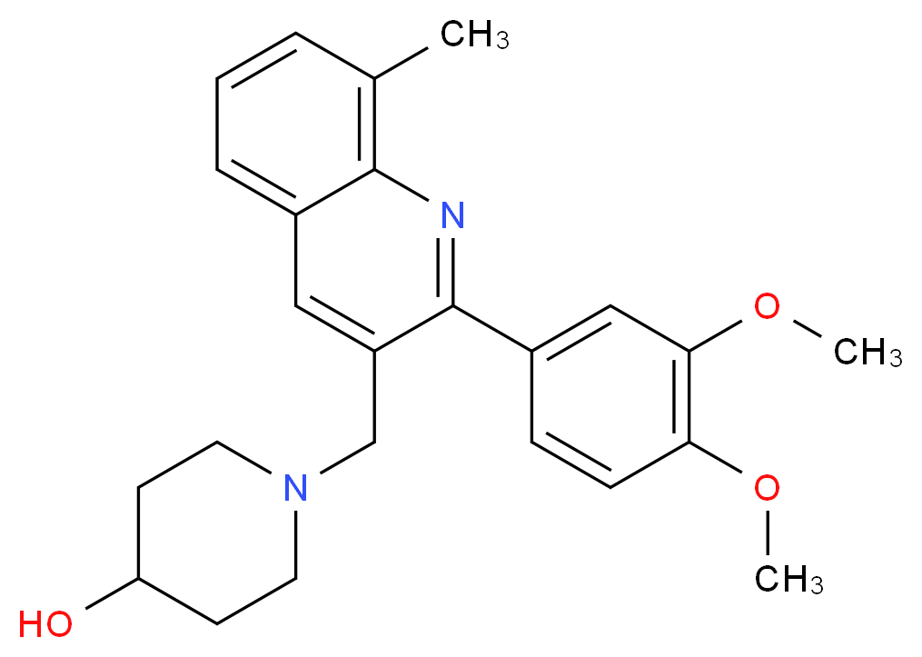 1-{[2-(3,4-dimethoxyphenyl)-8-methyl-3-quinolinyl]methyl}-4-piperidinol_Molecular_structure_CAS_)