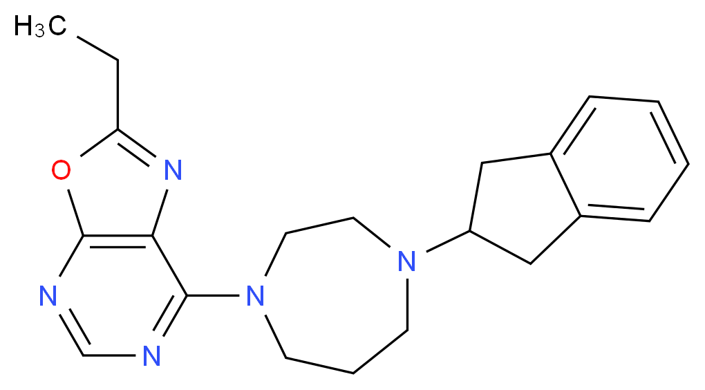 7-[4-(2,3-dihydro-1H-inden-2-yl)-1,4-diazepan-1-yl]-2-ethyl[1,3]oxazolo[5,4-d]pyrimidine_Molecular_structure_CAS_)