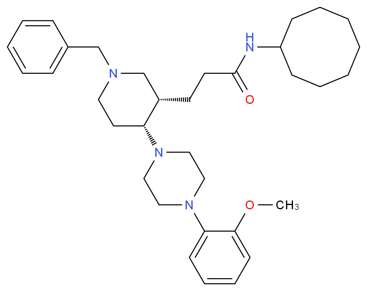 3-{(3S*,4R*)-1-benzyl-4-[4-(2-methoxyphenyl)-1-piperazinyl]-3-piperidinyl}-N-cyclooctylpropanamide_Molecular_structure_CAS_)