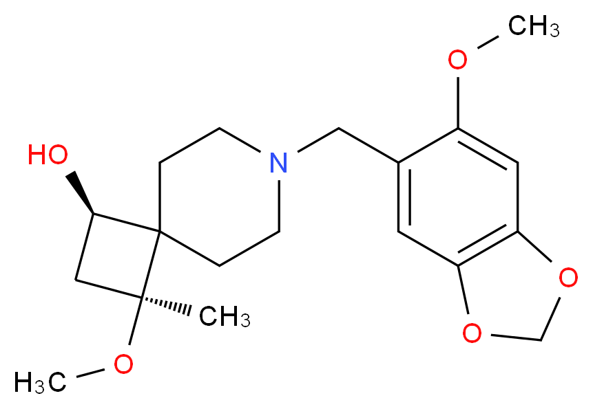 (1R*,3S*)-3-methoxy-7-[(6-methoxy-1,3-benzodioxol-5-yl)methyl]-3-methyl-7-azaspiro[3.5]nonan-1-ol_Molecular_structure_CAS_)