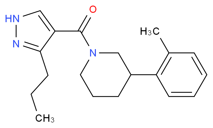 3-(2-methylphenyl)-1-[(3-propyl-1H-pyrazol-4-yl)carbonyl]piperidine_Molecular_structure_CAS_)