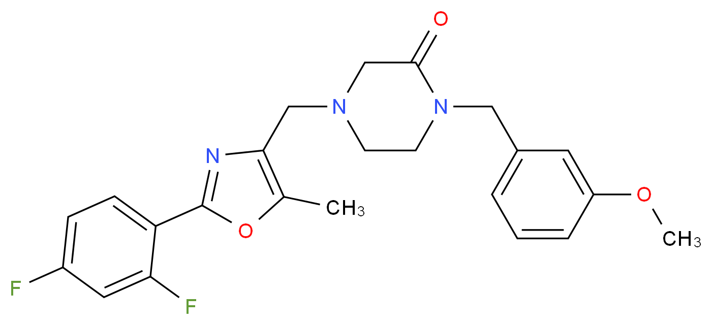 4-{[2-(2,4-difluorophenyl)-5-methyl-1,3-oxazol-4-yl]methyl}-1-(3-methoxybenzyl)-2-piperazinone_Molecular_structure_CAS_)