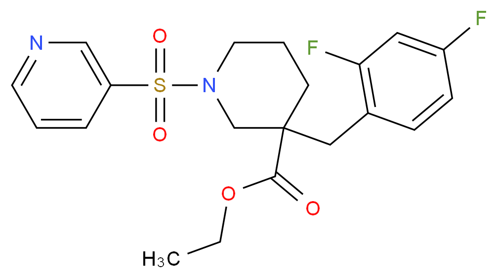 ethyl 3-(2,4-difluorobenzyl)-1-(3-pyridinylsulfonyl)-3-piperidinecarboxylate_Molecular_structure_CAS_)