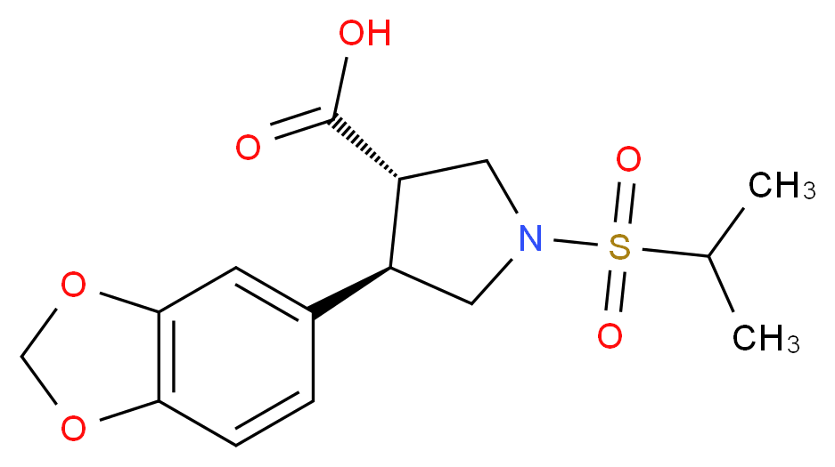 (3S*,4R*)-4-(1,3-benzodioxol-5-yl)-1-(isopropylsulfonyl)-3-pyrrolidinecarboxylic acid_Molecular_structure_CAS_)
