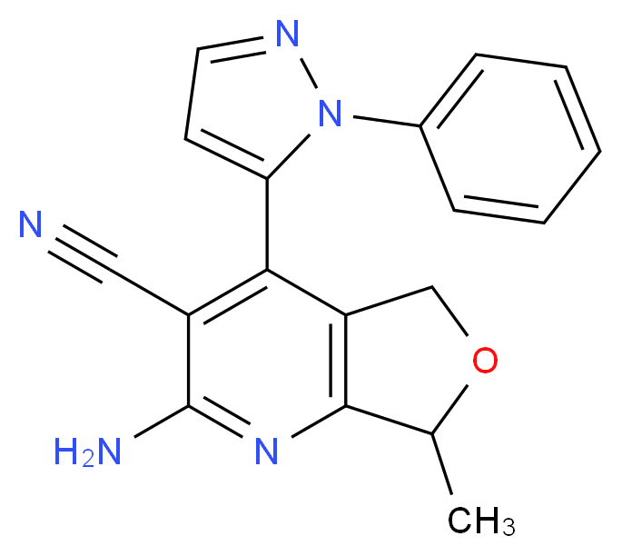 2-amino-7-methyl-4-(1-phenyl-1H-pyrazol-5-yl)-5,7-dihydrofuro[3,4-b]pyridine-3-carbonitrile_Molecular_structure_CAS_)
