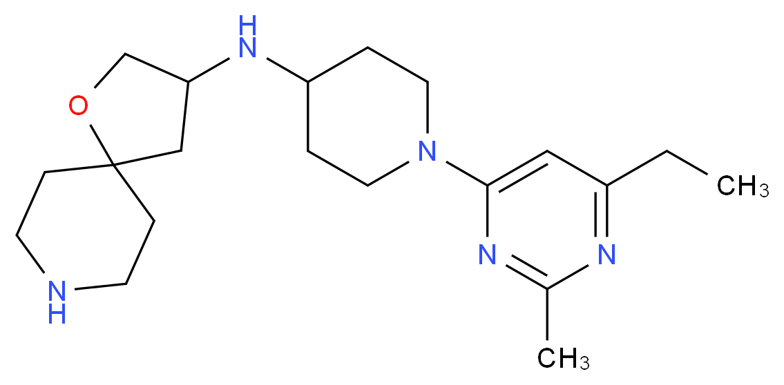 N-[1-(6-ethyl-2-methylpyrimidin-4-yl)piperidin-4-yl]-1-oxa-8-azaspiro[4.5]decan-3-amine_Molecular_structure_CAS_)