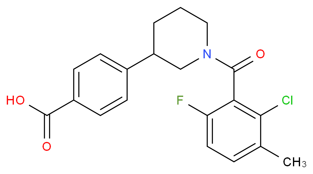 4-[1-(2-chloro-6-fluoro-3-methylbenzoyl)piperidin-3-yl]benzoic acid_Molecular_structure_CAS_)
