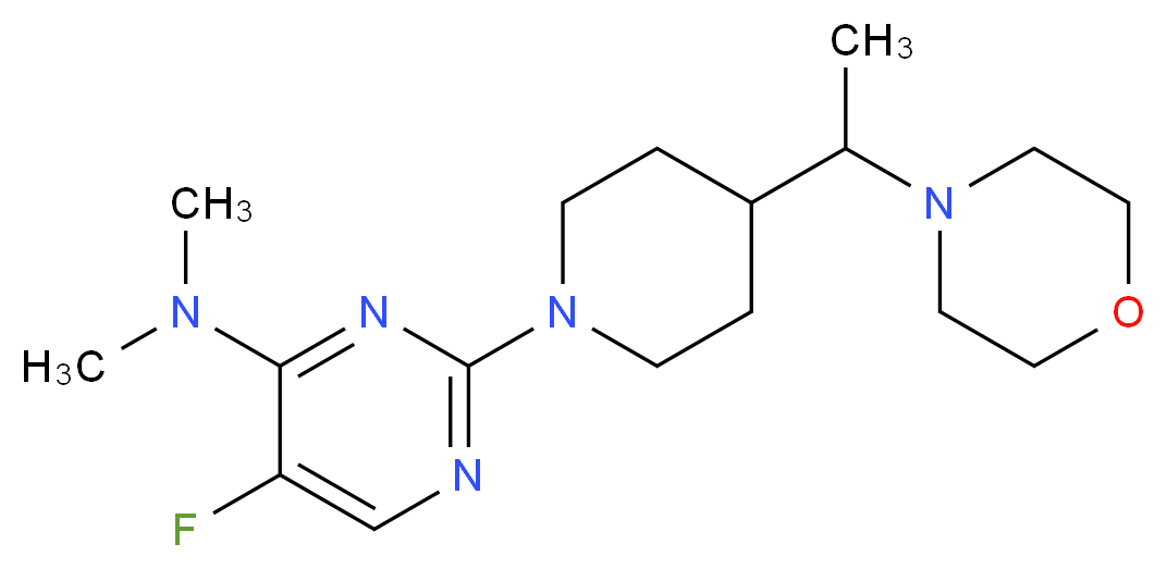 5-fluoro-N,N-dimethyl-2-{4-[1-(4-morpholinyl)ethyl]-1-piperidinyl}-4-pyrimidinamine_Molecular_structure_CAS_)