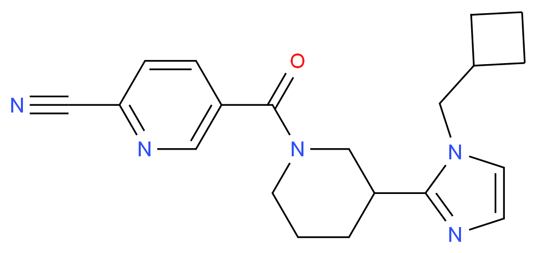 5-({3-[1-(cyclobutylmethyl)-1H-imidazol-2-yl]-1-piperidinyl}carbonyl)-2-pyridinecarbonitrile_Molecular_structure_CAS_)