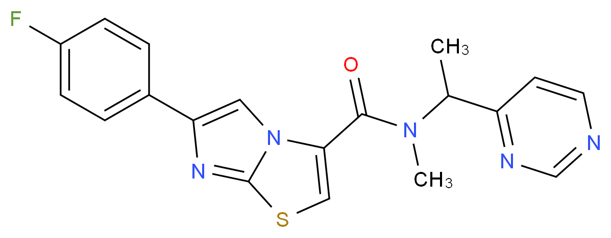 6-(4-fluorophenyl)-N-methyl-N-[1-(4-pyrimidinyl)ethyl]imidazo[2,1-b][1,3]thiazole-3-carboxamide_Molecular_structure_CAS_)