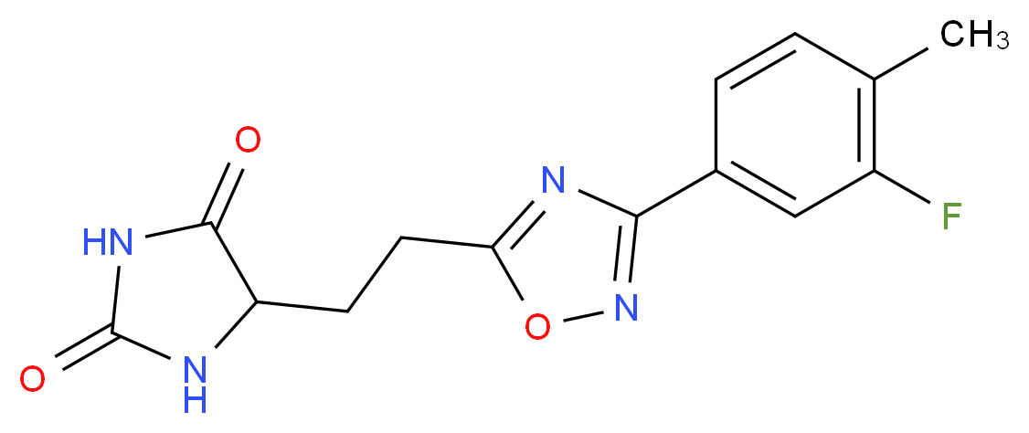 5-{2-[3-(3-fluoro-4-methylphenyl)-1,2,4-oxadiazol-5-yl]ethyl}-2,4-imidazolidinedione_Molecular_structure_CAS_)