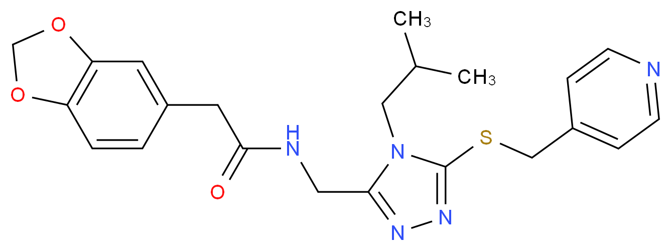 2-(1,3-benzodioxol-5-yl)-N-({4-isobutyl-5-[(4-pyridinylmethyl)thio]-4H-1,2,4-triazol-3-yl}methyl)acetamide_Molecular_structure_CAS_)