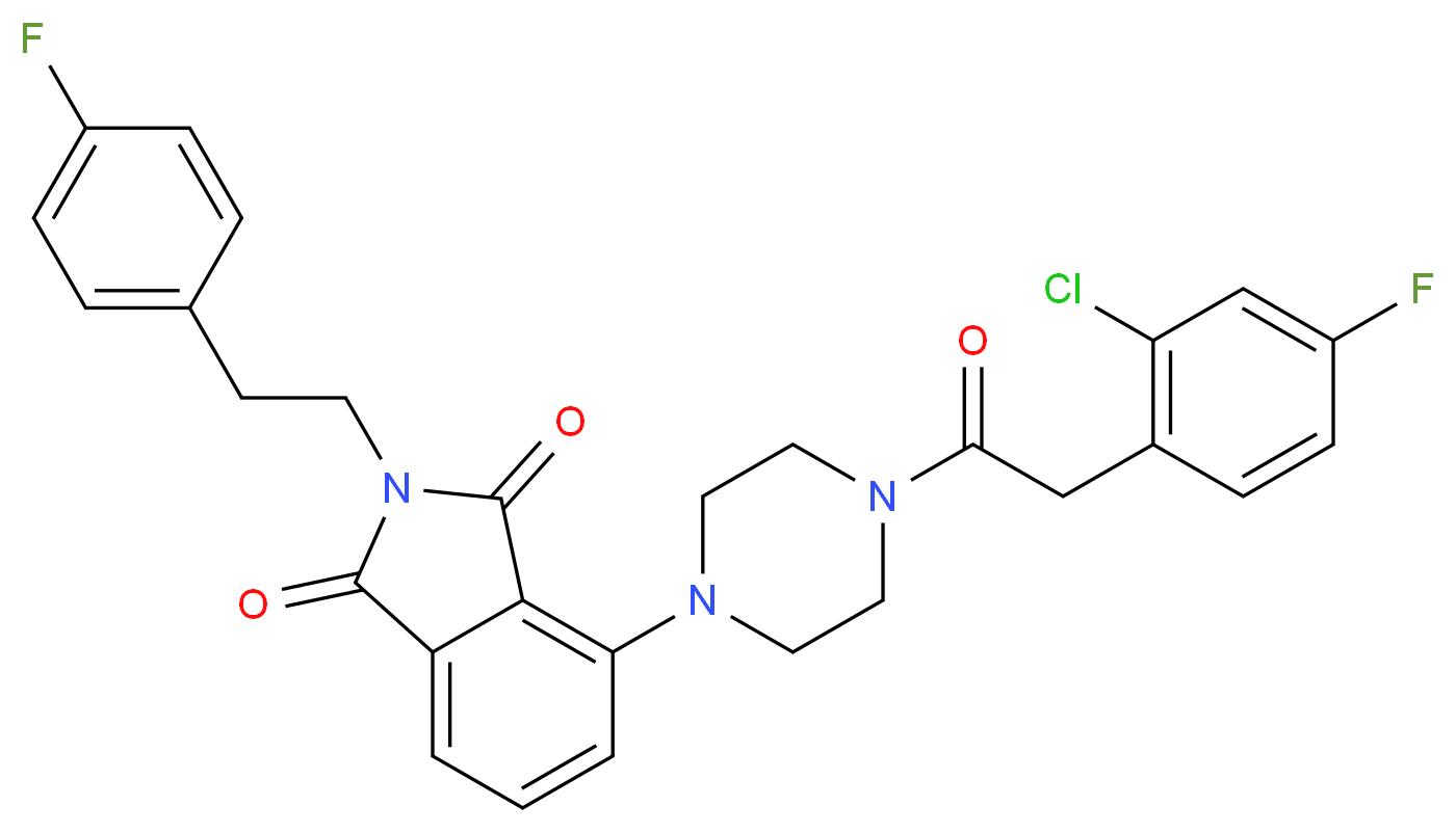 4-{4-[(2-chloro-4-fluorophenyl)acetyl]-1-piperazinyl}-2-[2-(4-fluorophenyl)ethyl]-1H-isoindole-1,3(2H)-dione_Molecular_structure_CAS_)