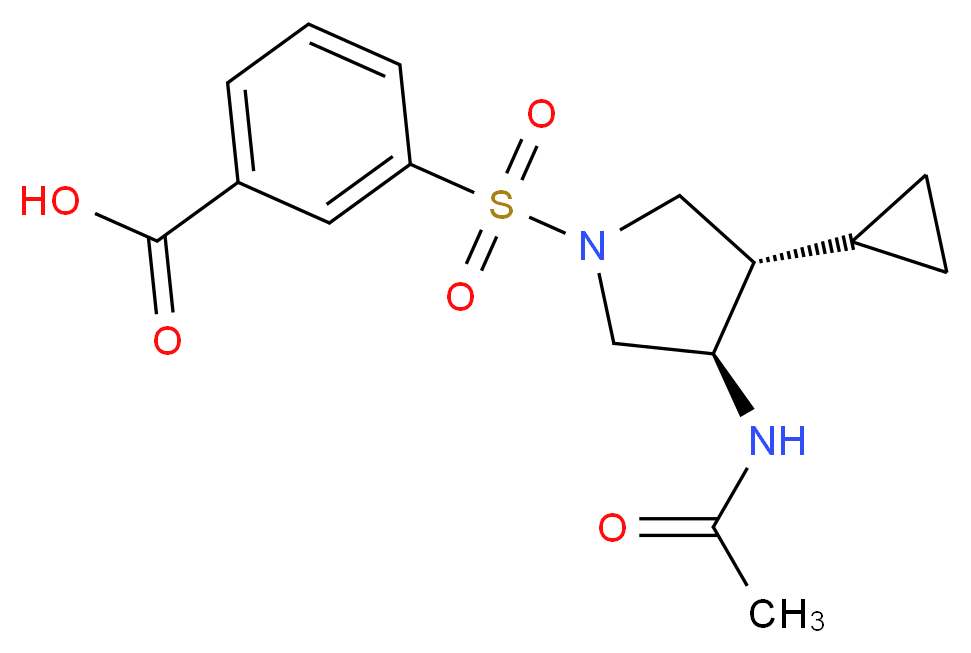 3-{[(3R*,4S*)-3-(acetylamino)-4-cyclopropyl-1-pyrrolidinyl]sulfonyl}benzoic acid_Molecular_structure_CAS_)