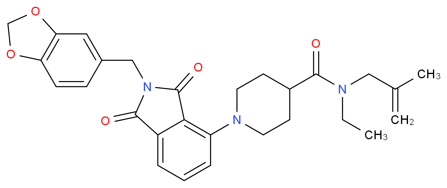 1-[2-(1,3-benzodioxol-5-ylmethyl)-1,3-dioxo-2,3-dihydro-1H-isoindol-4-yl]-N-ethyl-N-(2-methyl-2-propen-1-yl)-4-piperidinecarboxamide_Molecular_structure_CAS_)
